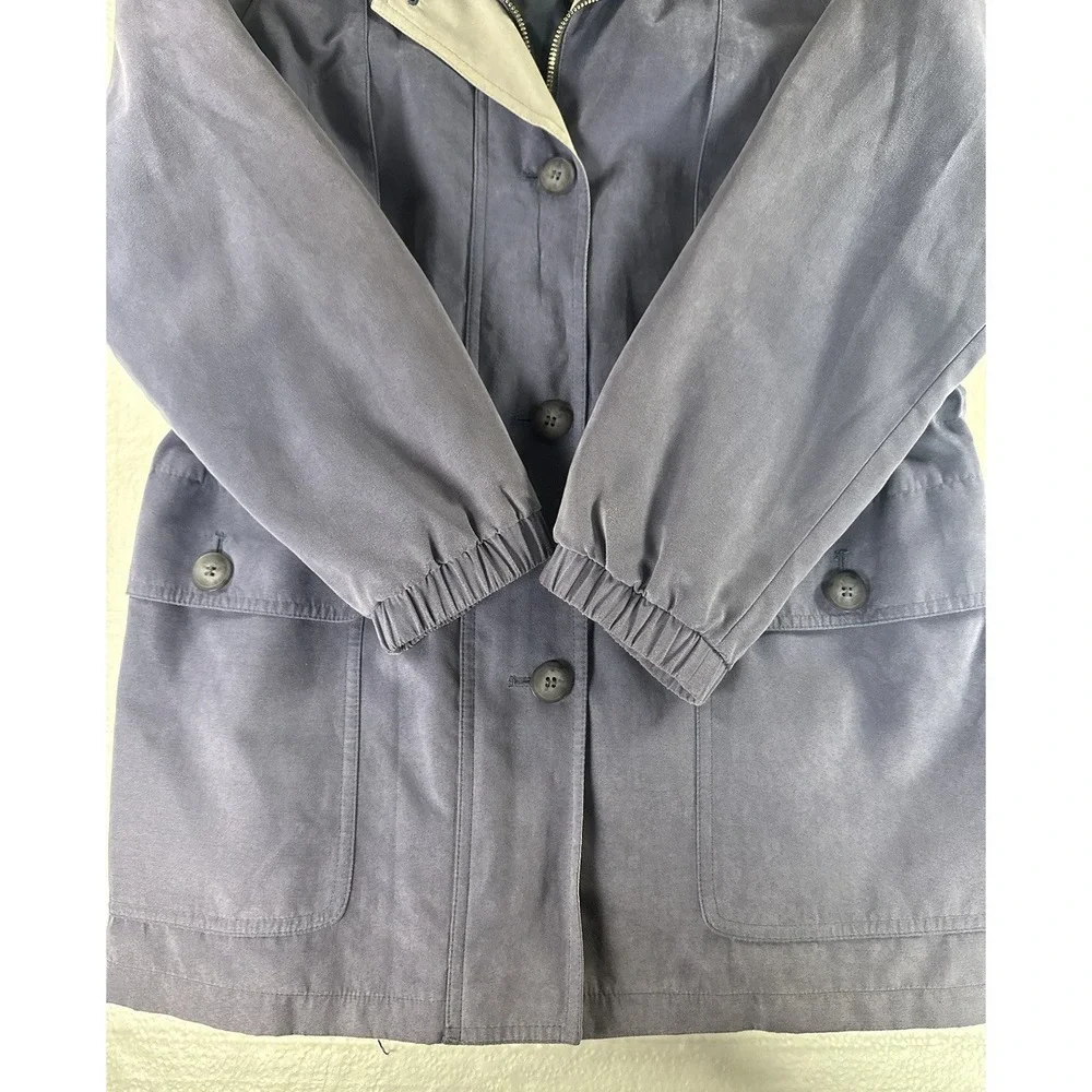 VTG Gallery Petite‎ Faux Suede Hooded Jacket PS Purple Zip Button Parka 90s